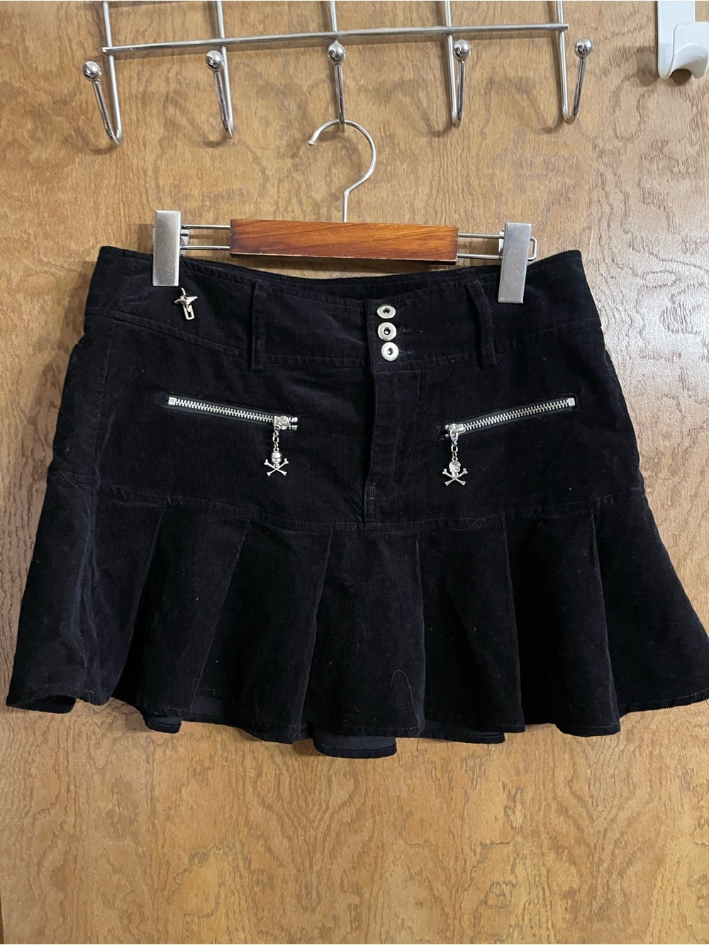Black Circle Skater Mini Skirt with Zip Detail